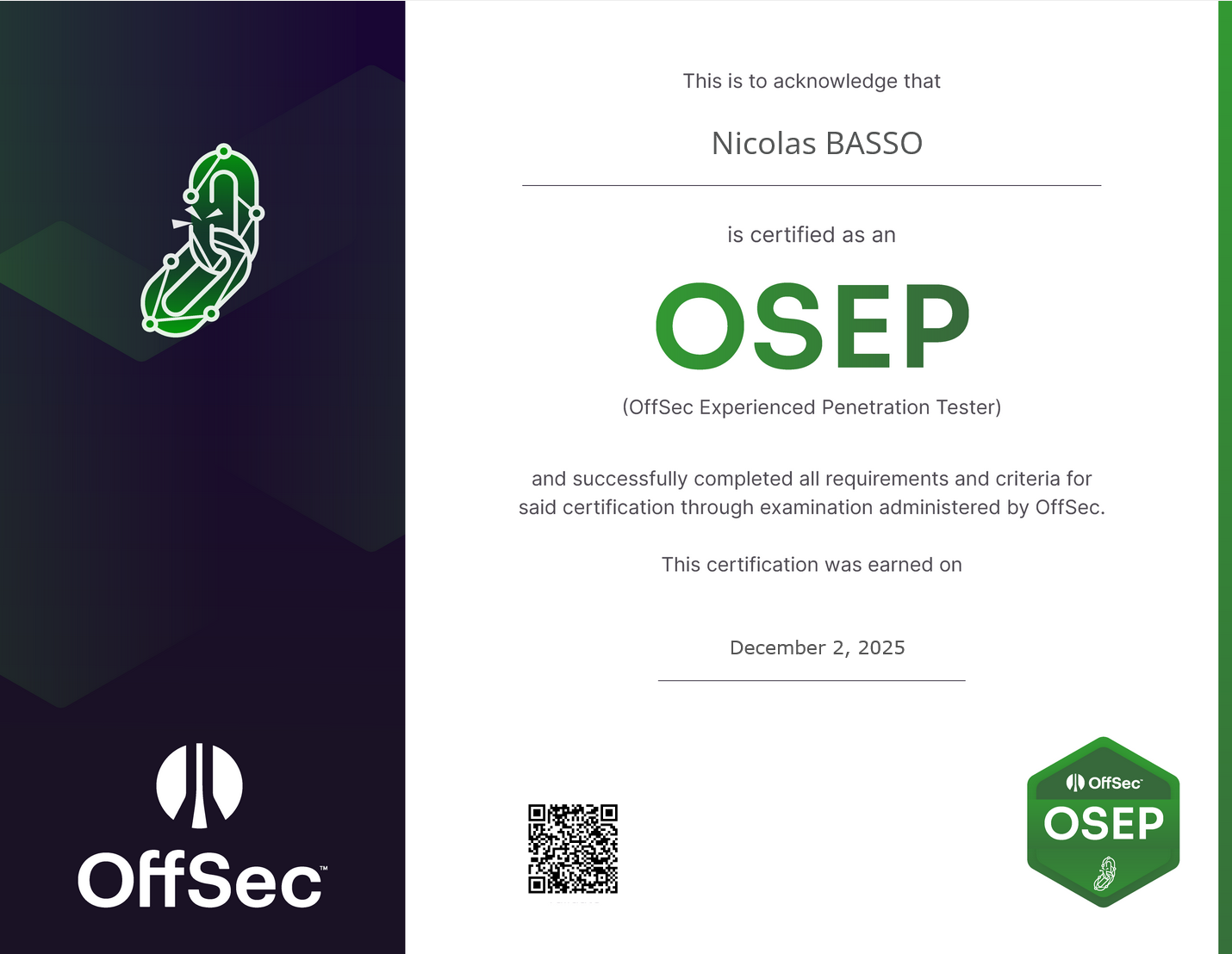Certification OSEP (2025)